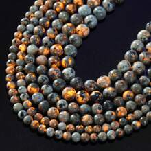 6/8/10/12mm Natural Flame Stone Bead Bright Yooperlite Round Loose Spacer Stone For Jewelry Making DIY Bracelets Necklace 15'' - Flame Stone - View 4