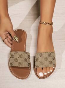 Color-Block Flat Sandals Women Summer New Euroamerican Flat Casual Beach Slippers Bohemian Style Sports Slides