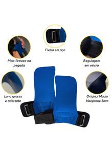 Hand Grip Lona Luva para treino Crossfit barra fixa pull up - Azul - Visão 2