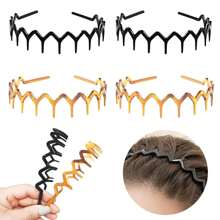 4pcs Saw-Tooth Headbands, Classic 90s Plastic Headbands With Wavy Teeth, Unisex Shark Tooth Design - Multicolor - View 8