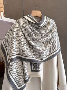 FADZOYLE 1件装女士复古流苏提花仿羊绒手感保暖柔软时尚大号披肩围巾，加大码空调沙发毯围巾披肩，适合日常使用、优雅晚装、旅行、办公、婚礼及送礼，适合学校秋冬季节穿着。 - 圍巾 - 查看 14