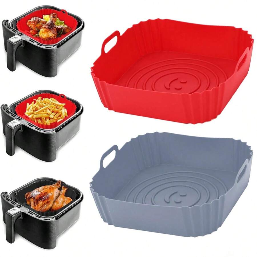 Aazon.co: Silicone Air Fryer Liners Square, Reusable Airfryer Basket - View #5