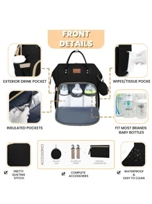 Diaper Bag Backpack With Changing Pad, Pacifier Case, Baby Bag For Boy Girl Toddler - Large, Stylish, Waterproof Travel Diaper Bag For Mom - Baby Shower Gift Christmas