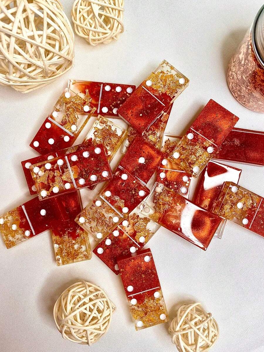 1 件多米诺骨牌形硅胶模具，适用于 DIY 手工环氧树脂镜面硅胶模具 - 白色 - 查看 1