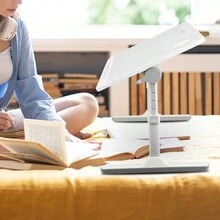 Gtheeaod Laptop Bed Tray Table Height Angle Adjustable Laptop Bed Stand Portable Lap Desk With Foldable Legs Foldable Table For - Grey - View 4