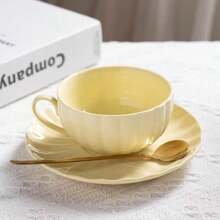 仙女陶瓷杯碟套装 北欧风咖啡杯带挂耳（附勺子） - 彩色 - 查看 5