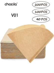 choxila 40 piezas/100 piezas/200 piezas Filtro de café V01, Filtro de papel de café en forma de V, Filtro de papel natural sin blanquear, Filtros desechables de café y té para hacer café por goteo y de filtro, de vuelta a clases