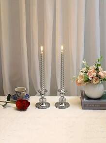 1pc Metal & Crystal Candlestick Holder, Suitable For Candle Light Dinner, Birthday Party, Friends Gathering, Home Decor, Tabletop Decoration,Room Decor,Gifts - Multicolor - View 6