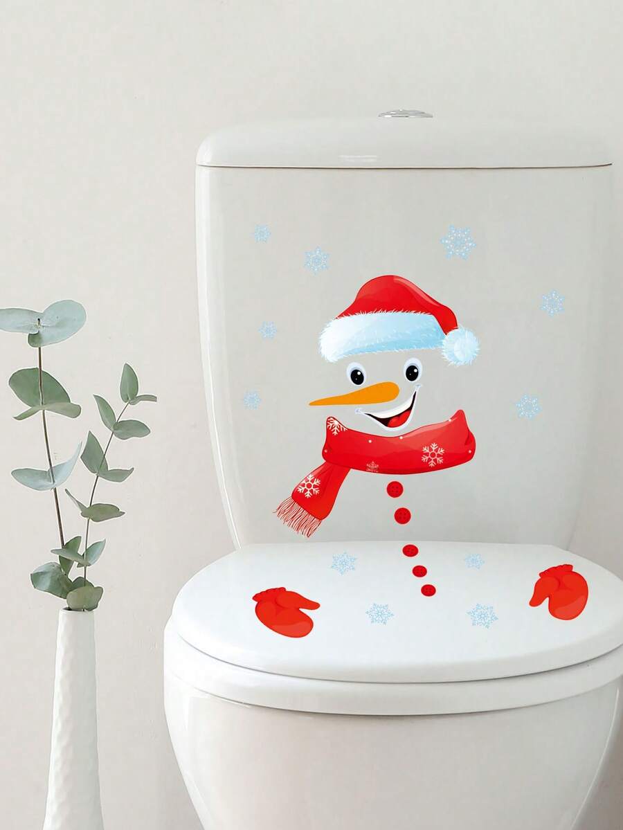 1piece  Toilet Sticker  Christmas Bathroom Decor - B - View 1