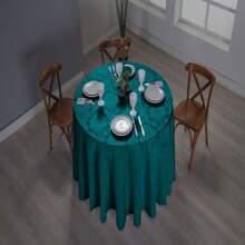 Jacquard Round Tablecloth Large Adamascado Medallion 1.80m 6 Seats - màu xanh lá - Xem 1