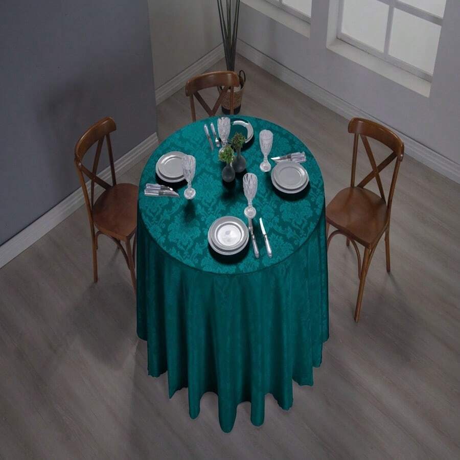 Jacquard Round Tablecloth Large Adamascado Medallion 1.80m 6 Seats - màu xanh lá - Xem 1