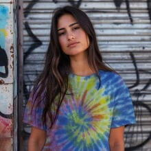 Nearly There Tie Dye Summer Ladies Boyfriend Fit Graphic Cotton Short-Sleeve T-Shirt