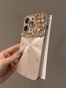 时尚新款高端CD极光图案水钻手工镶嵌水钻PC全覆盖防摔手机壳保护套17系列 - 香檳色 - 查看 5