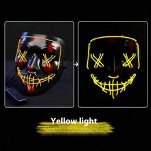 Cyberpunk LED Glow Mask V-Shaped Full Face Cold Light Mask, Funny Rave Party Cosplay PVC Ghost Face - Multicolor - View 14