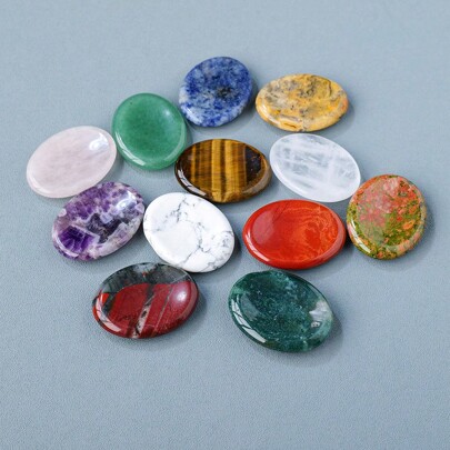 1pc Thumb Worry Stone For Anxiety Charkas Natural Crystals Pink Crystal Amethyst Tiger Eye For Divination Stress Relief Meditation Fathers Dad Gift 4th Of July Women