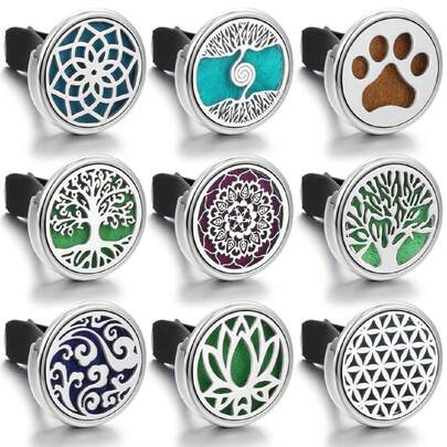 1 Set, Car Diffuser Pendant, Car Clip-On Fragrance Oil Diffuser, Car Air Vent Clip Air Freshener, Includes 10 Mixed Aroma Pads, New Model, Gift, Car Diffuser + Essential Oil Set, Birthday/Graduation Gift
