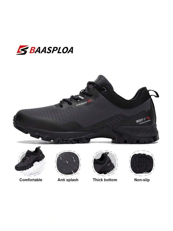 baasploa 2025 New Men's Waterproof Non-Slip Hiking Boots, Plus-Size Outdoor Hiking Shoes, High-Quality Rubber Hiking Shoes