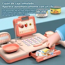 Caja registradora de supermercado, juguete todo en  de simulación, cajero para bebés, niño y niña, juego de casa de juegos - Naranja - Ver 10