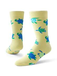 1 Pair Of Women's Fun Socks, New Funny Crazy Cool Fashion Men's Socks, Turtle Animals Cute Gift Women And Girls Popular Socks Tall Socks - Yellow - View 2