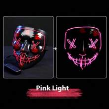 Cyberpunk LED Glow Mask V-Shaped Full Face Cold Light Mask, Funny Rave Party Cosplay PVC Ghost Face - Multicolor - View 16