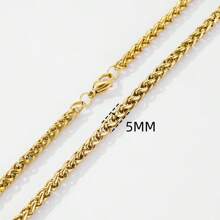 ZG YING ZHOU ZGYZ 1 件时尚潮流 18K 金色不锈钢玉米链、灯笼链、麦穗链、婚礼/周年纪念/生日礼物、适合毛衣的曲线项链 - 金色 - 查看 4