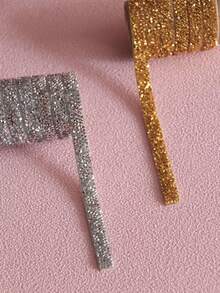 Crystal Rhinestone Stickers Ribbon 1 Yards Diamond Rhinestone Ribbon Bling Ribbons Roll Banding Belt Wrap Gem Stickers For Wedding Cakes Birthday Crafts Decorations (Goldsilver) - Multicolor - View 9