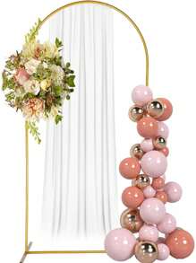 婚礼拱门架 金属拱门背景架 6 英尺金色背景拱门架 气球拱门架 Chiara 派对背景拱形框架 适用于婚礼仪式乔木生日装饰 - 金色 - 查看 7