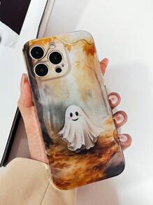 1pc minimalistisch Halloween grafisch bedrukt zacht TPU telefoonhoesje compatibel met Apple, Samsung, Xiaomi, Huawei, Pixel 6a 5G
