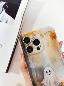 1pc minimalistisch Halloween grafisch bedrukt zacht TPU telefoonhoesje compatibel met Apple, Samsung, Xiaomi, Huawei, Pixel 6a 5G