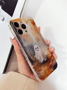 1pc minimalistisch Halloween grafisch bedrukt zacht TPU telefoonhoesje compatibel met Apple, Samsung, Xiaomi, Huawei, Pixel 6a 5G