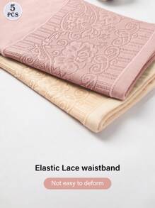 MIOTAN 5pcs/set Women's Plus Size Breathable High Waist Triangle Shape Panties, Slimming And Comfortable - Multicolor - View 5