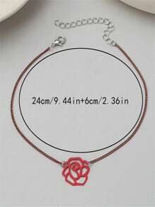 1 pieza Collar de mujer con decoración floral hueca de moda para uso diario, perfecto para San Valentín, Día de la Madre, regalo - Negro - Ver 2