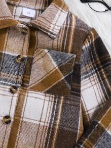 1pc Young Boy Checkered Pattern Button Up Long Sleeve Casual Fashionable Shirt