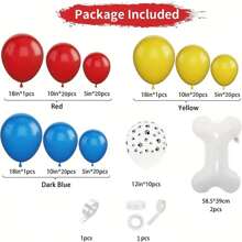 137 Peças Kit de Arco e Decoração de Balões de Látex nas cores Vermelho, Amarelo, Azul e Formato de Pata de Cachorro, Balões Metalizados em Formato de Osso para Festa de Aniversário com Tema Patrulha, Decoração para Volta às Aulas e Dia dos Namorados