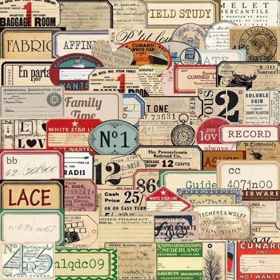 60张复古英文贴纸，乙烯基材质，美观实用，适用于剪贴簿、日记本、笔记本电脑、保险杠、滑板、水瓶、电脑、手机、卡通、安全帽、汽车贴纸和装饰贴花，返校季剪贴簿用品，趣味贴纸，笔记本电脑贴纸，Kindle手机贴纸