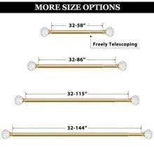 1 Inch Long Curtain Rods, Telescoping Curtain Rod For Windows, Decorative Drapery Rod With Crystal Netted Texture Ends, Black/Gold/Sliver - Luxury Gold - View 3