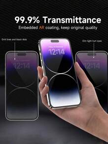 2pcs Compatible With IPhone 11 Mobile Phone 1pc Full Screen Anti-Peep Tempered Glass Screen Protector + 1pc Apple Camera Lens Protective Film 9H Hardness, Transparent, Scratch-Resistant, Shockproof, Waterproof Compatible With IPhone 11/12/13/14 Pro Max/15 /16Pro Max
