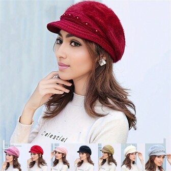 Women's Warm Thermal Lined Knitted Beanie Hat With Ear Flap, Winter