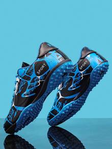 Zapatos deportivos con tacos para entrenamiento al aire libre de fútbol/fútbol para niños, zapatillas deportivas - Azul - Ver 5