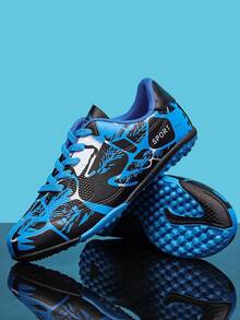 Zapatos deportivos con tacos para entrenamiento al aire libre de fútbol/fútbol para niños, zapatillas deportivas - Azul - Ver 2