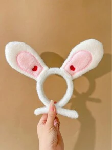 2pcs/Set Cute Fluffy Rabbit Ear Headband, Winter Girls' Daily Hair Accessories, Suitable For Various Occasions - G - View 5