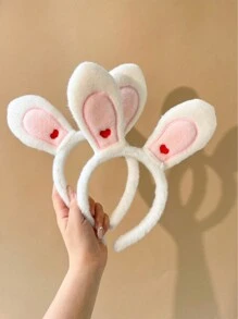 2pcs/Set Cute Fluffy Rabbit Ear Headband, Winter Girls' Daily Hair Accessories, Suitable For Various Occasions - G - View 3
