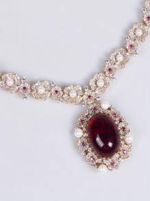 Bruidsjurken Sieraden Waterdruppel oorbellen Ketting Set met Zirkonia Waterdruppel ingelegd Meerkleurige bijpassende sieraden Ketting Oorbellen voor bruiloft en verloving High-end diner