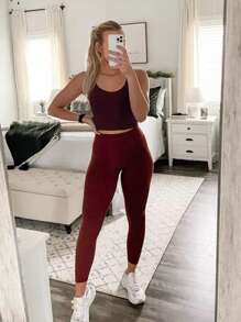 4 Piece Set White Light Gray Wine Red Navy Blue All Seasons Wearable High Waisted And High Elastic  Leggings - 彩色 - 查看 7
