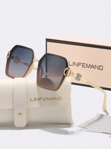 LINFEMAND 别致方框时尚眼镜，奢华渐变镂空雕花设计，适合海滩、派对、节日礼物，男女通用，适合夏季海滩度假、户外、旅行 - 彩色 - 查看 16