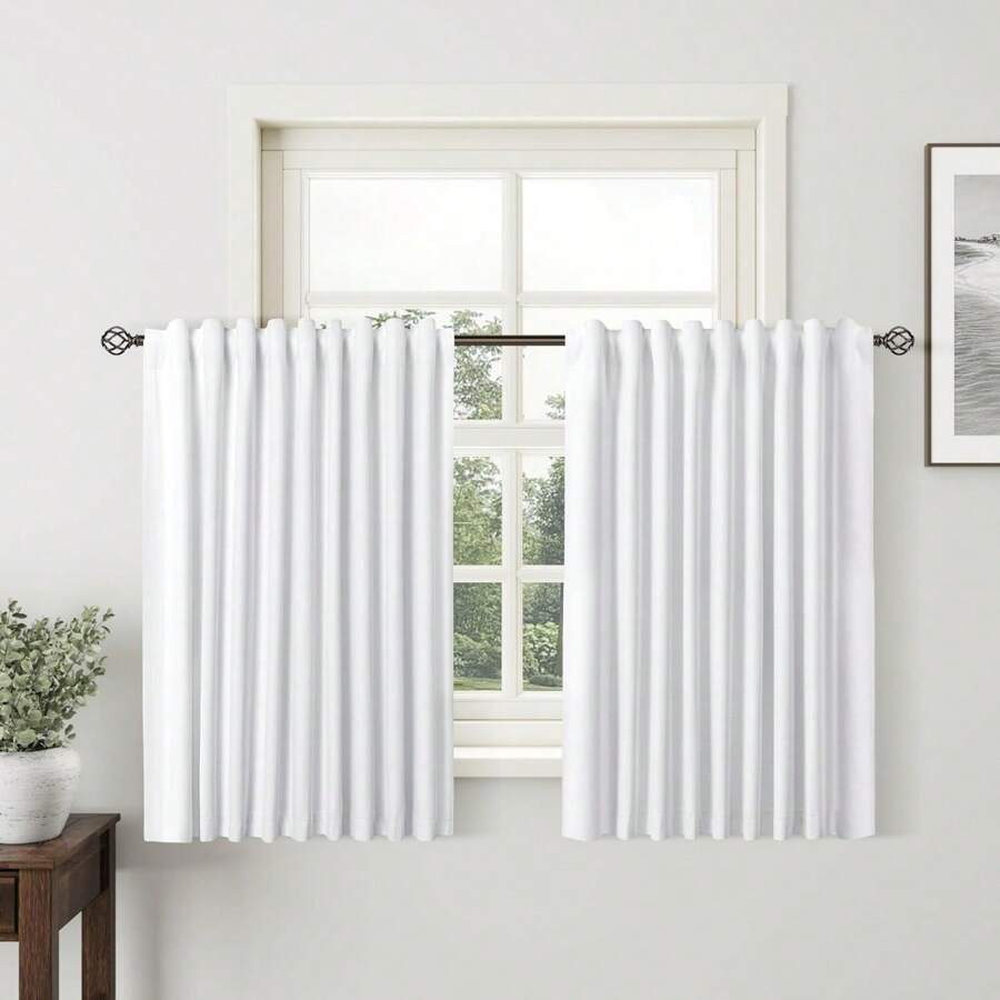 White Linen Blackout Curtains 96 Inch 2 Panels Set For Living Room Sliding Door Back Tab Thermal Insulated Long Room Darkening White Drapes 96 Length Heavy Thick Bedroom Block Out Curtains 8 Ft - 白色 - 查看 1