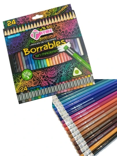 24 lápices de colores borrables sin madera profesionales, regalos de vuelta a la escuela