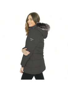 Women's Hooded Jacket With Plush Hat Roosevelt51 - 墨綠色 - 查看 3