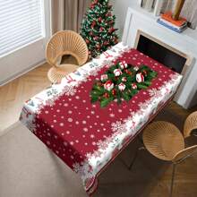 1 pieza Mantel con tema navideño, mantel de poliéster impermeable, mantel para fiesta en el hogar, cubierta de mesa de comedor rectangular, decoración de la habitación, decoración navideña, decoración navideña para comidas, decoración del hogar, decoración navideña, artículos de fiesta - Multicolor - Ver 15
