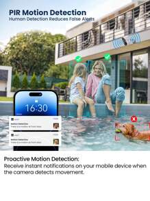 带太阳能电池板的无线户外安全摄像头，1080P 电池供电 WiFi 监控，带 4 个聚光灯的室内家用摄像头，双向音频，智能 AI 人体检测，彩色夜视，云存储 - 白色 - 查看 3